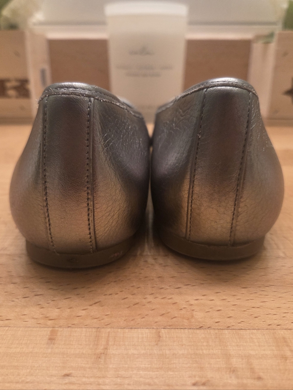 Vionic Orinda Square Toe Ballet Flats Pewter Genuine Leather Women's Size 8.5 - Picture 3 of 9